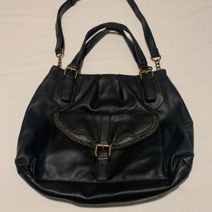 Jessica Simpson Black Shoulder Bag with Gold Accents Vintage Retro 90’s Y2K